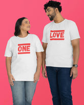 One Love Romantic Couple T-Shirts - White