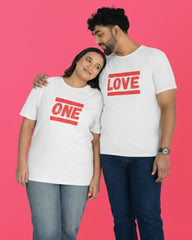 One Love Romantic Couple T-Shirts - White