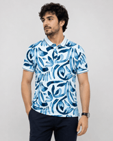 Shop Azure Abstract Print Polo T-Shirt