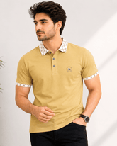 Desert Gold Pattern Collar Polo T-Shirt