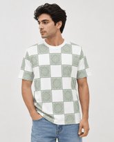 Sage Checkered Print T-Shirt
