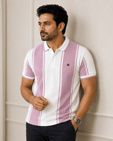 Blush Stripe Textured Polo T-Shirt