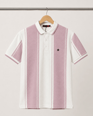 Blush Stripe Textured Polo T-Shirt