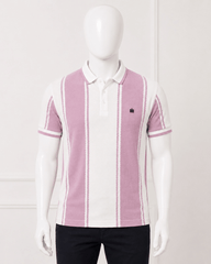 Blush Stripe Textured Polo T-Shirt