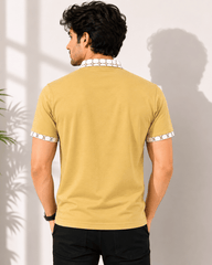 Desert Gold Pattern Collar Polo T-Shirt