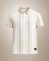 Ivory Sand Stripe Polo T-Shirt