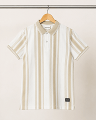 Ivory Sand Stripe Polo T-Shirt