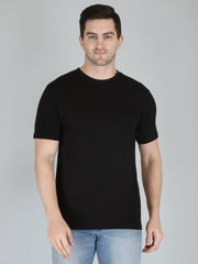 plain men's half sleeve t shirt black s cotton round neck