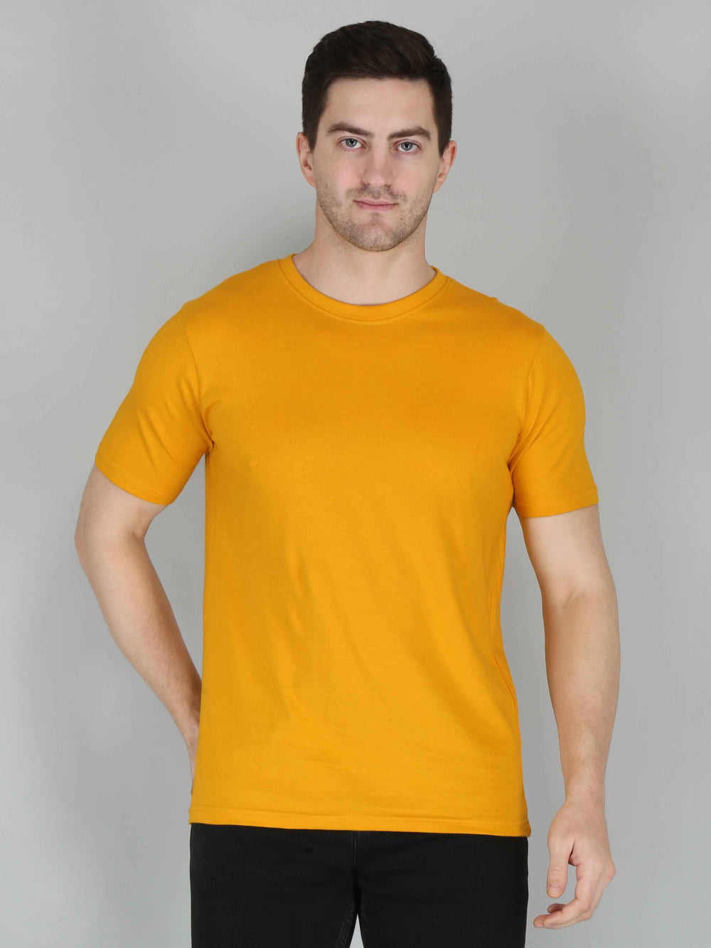 Mustard Half Sleeve Plain T-shirt