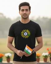 Flower Indian Flag T-shirt - Black