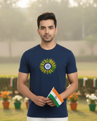 Flower Indian Flag T-shirt - Navy