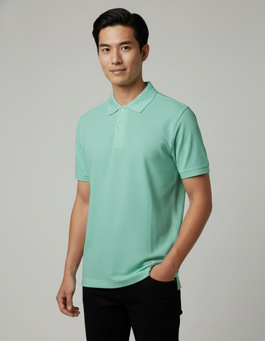Solid Polo T-shirt for Men - Coral Green