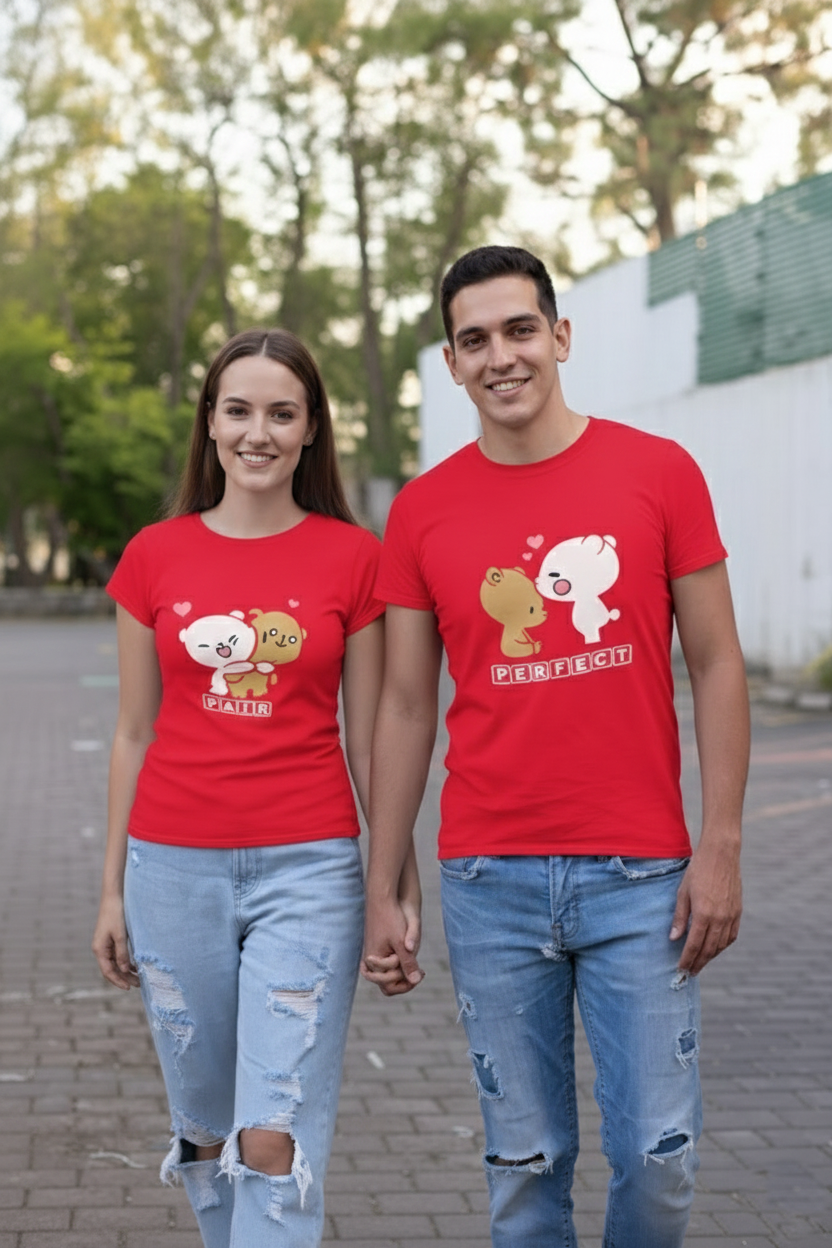 Perfect Pair Couple T-shirt in Red