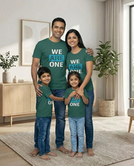 We Are One Family T-Shirts in Basil Green