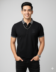 Black Party Wear Polo T-shirt