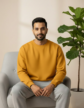 Unisex Solid Sweatshirt in Mustard