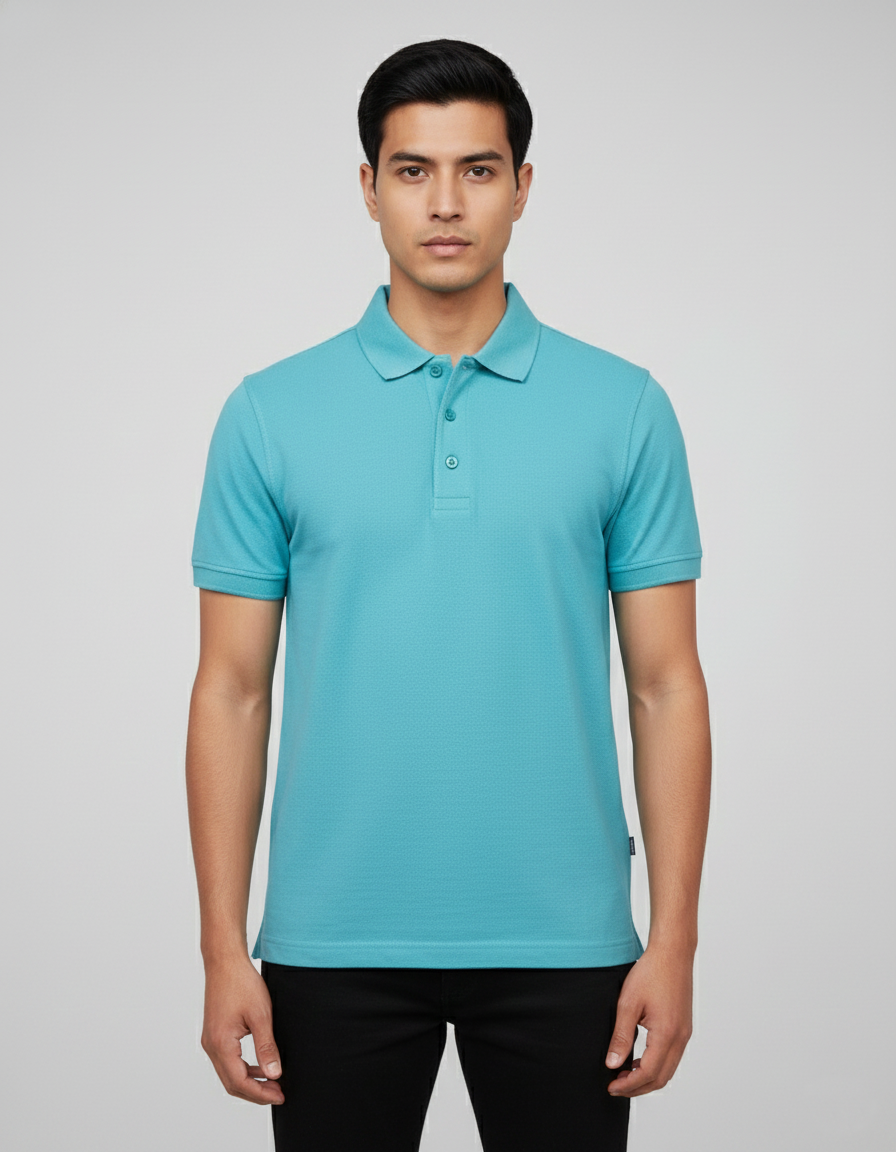 Solid Polo T-shirt for Men - Sky Blue