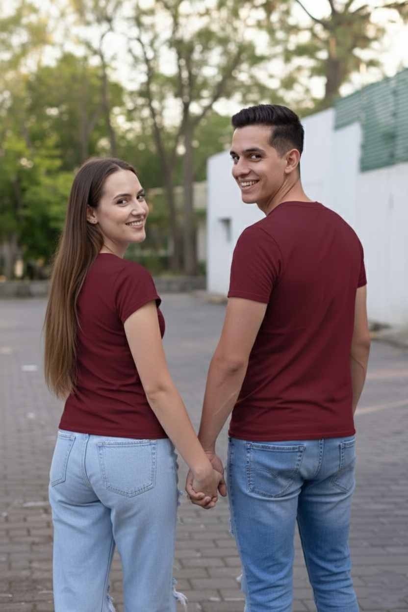LOVE Couple T-shirt in Wine