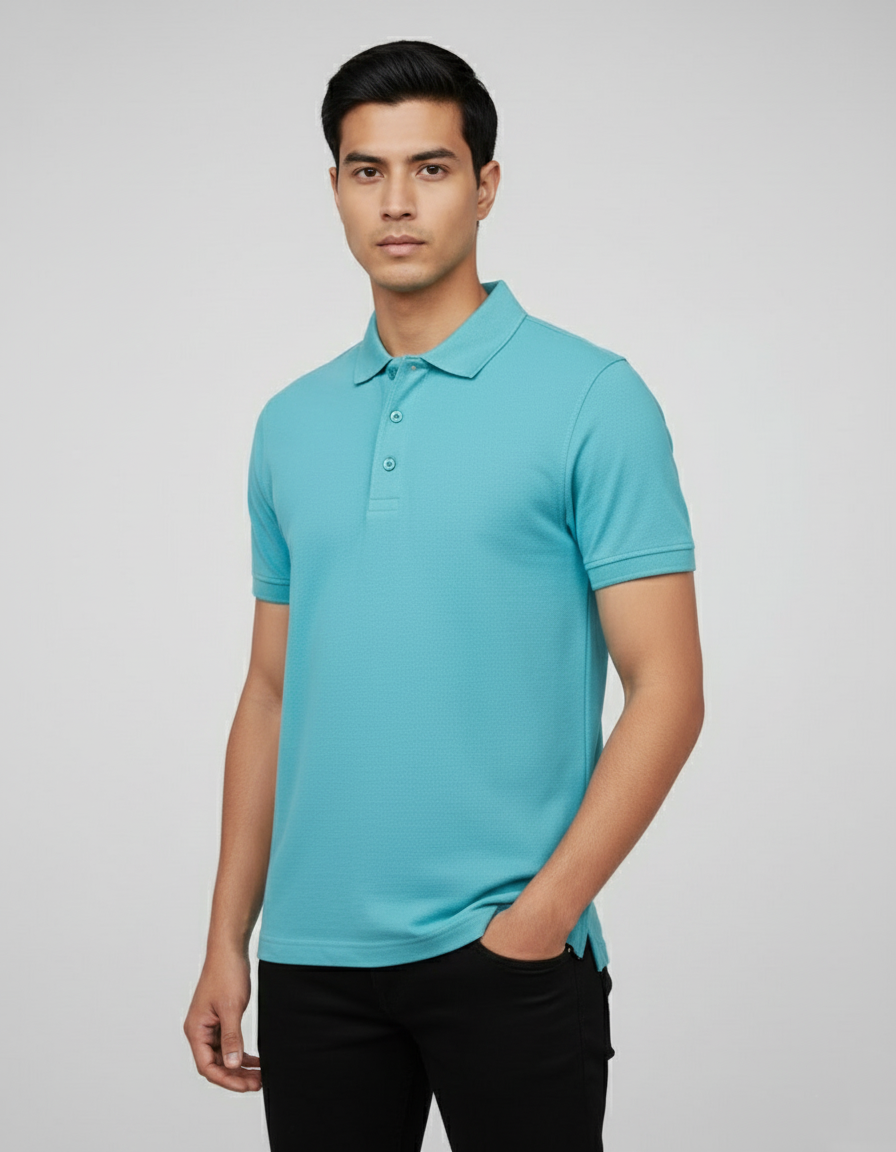 Solid Polo T-shirt for Men - Sky Blue