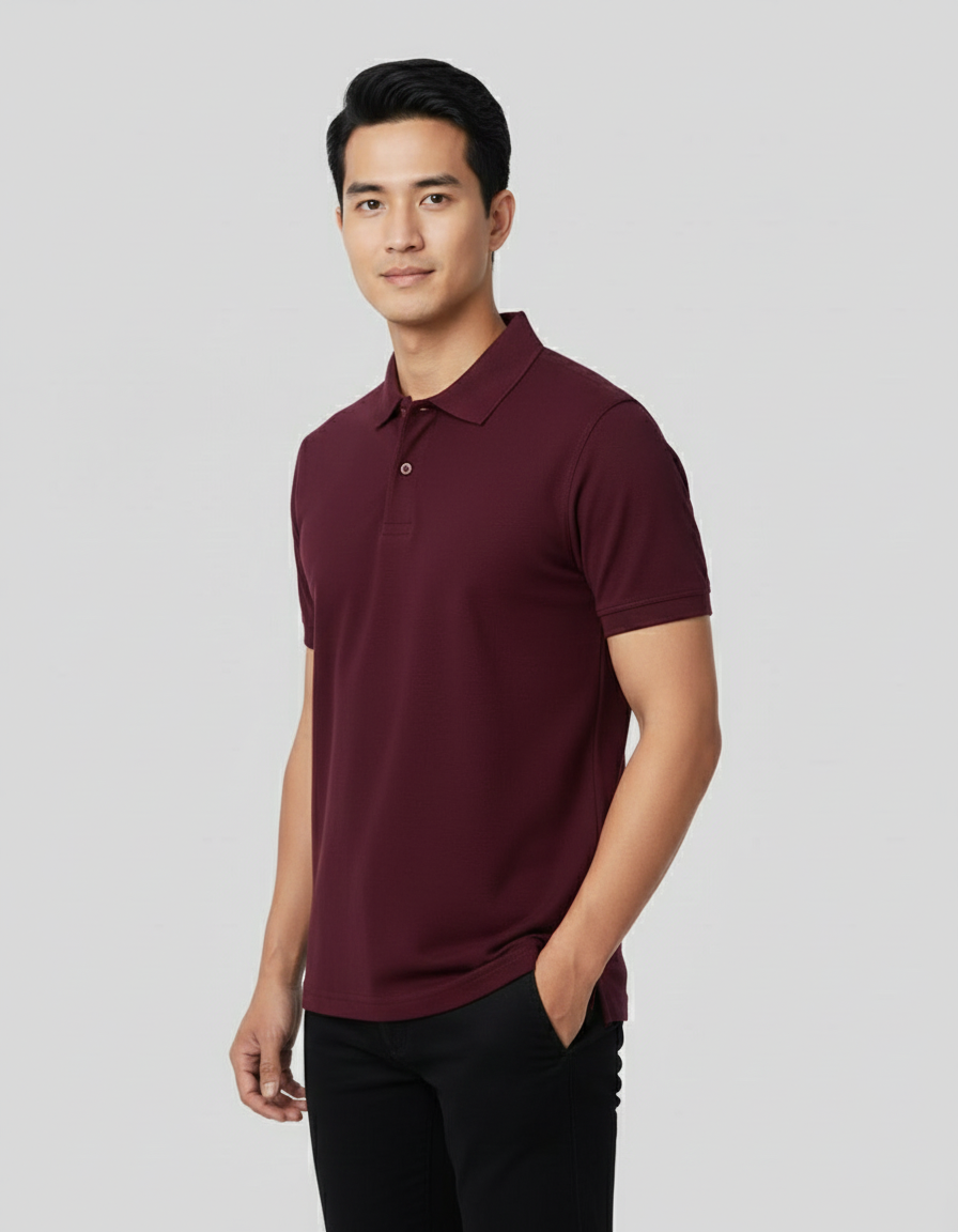 Solid Polo T-shirt for Men - Maroon