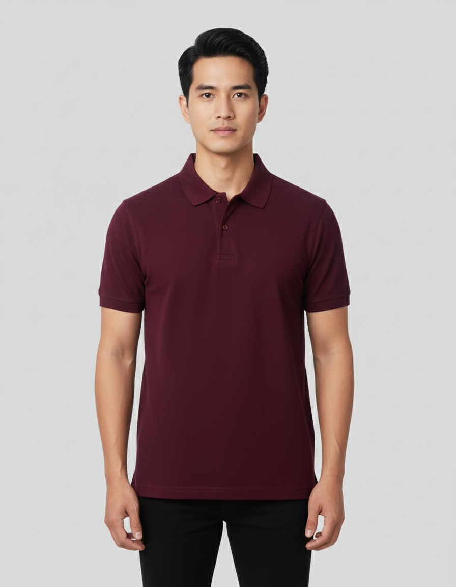 Solid Polo T-shirt for Men - Maroon