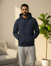 Unisex Solid Hoodie in Navy