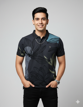 Flower Print Polo T-shirt