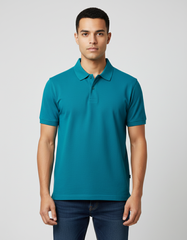 Solid Polo T-shirt for Men - Teal