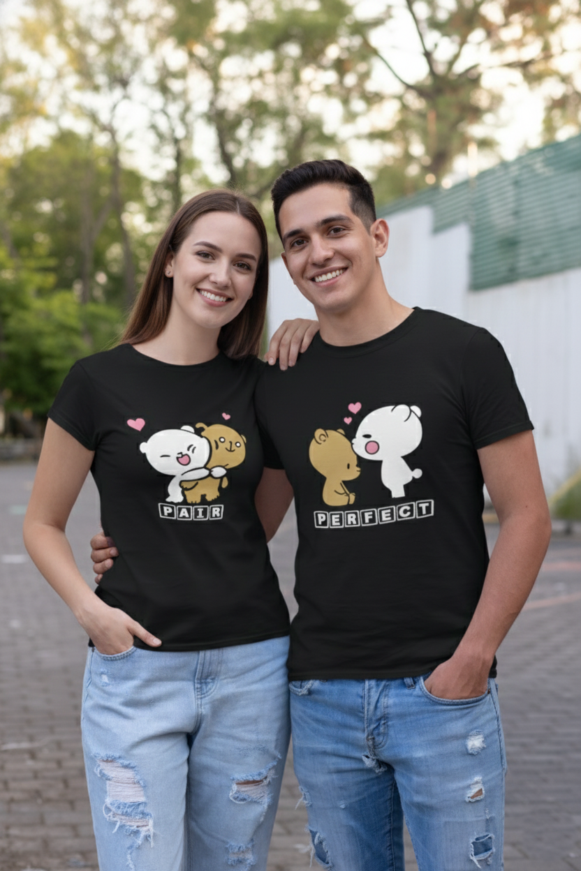 Perfect Pair Couple T-shirt in Black
