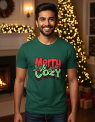Merry & Cozy Christmas T-shirt - Basil Green