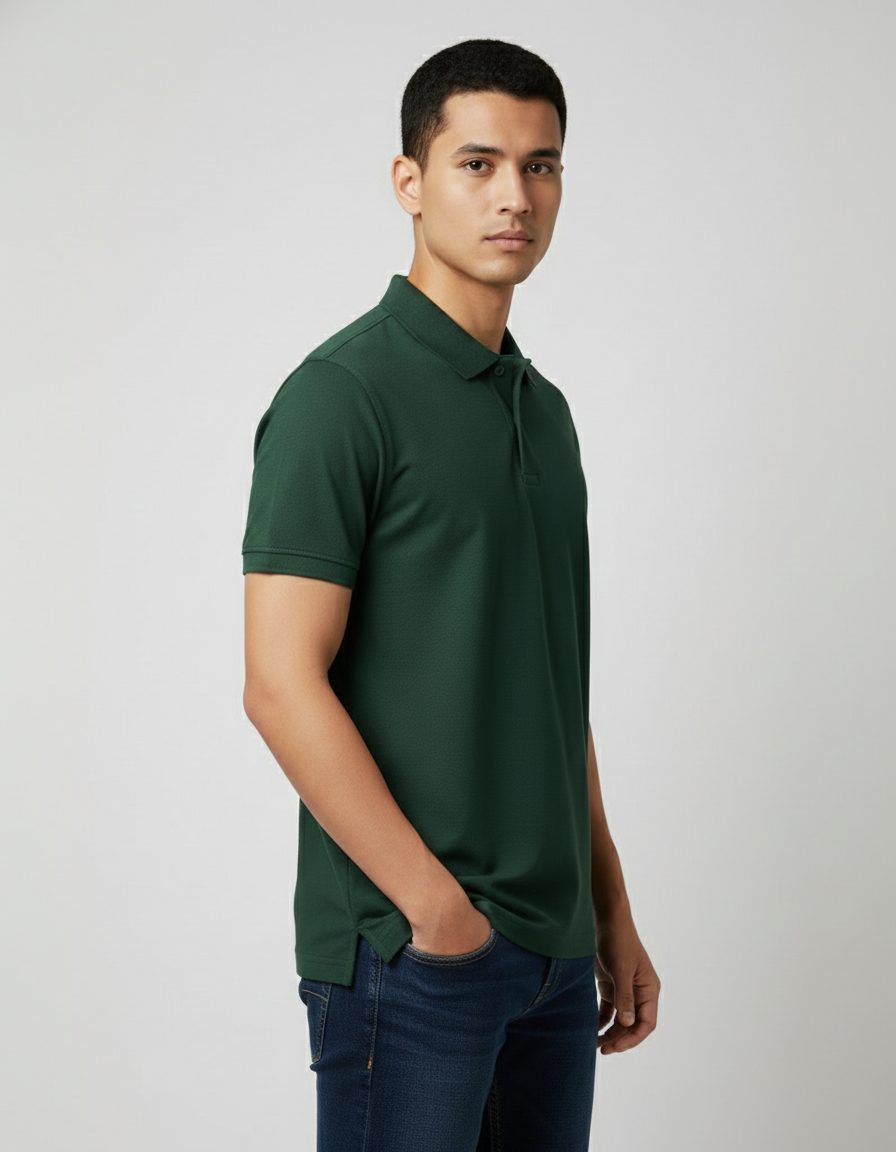 Solid Polo T-shirt for Men - Bottle Green