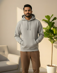 Unisex Solid Hoodie in Gray Melange