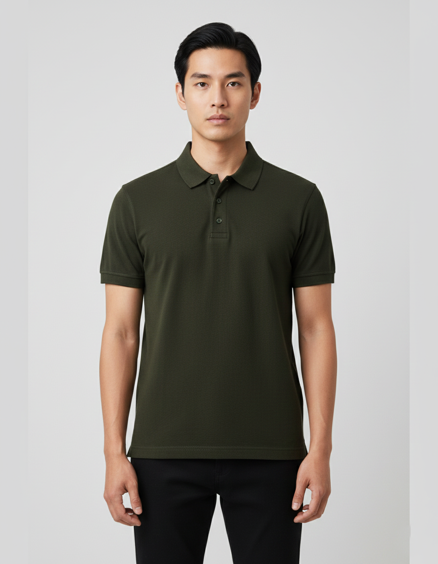 Solid Polo T-shirt for Men - Olive