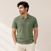 Men's Olive Green Solid Polo T-Shirt