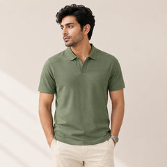 Men's Olive Green Solid Polo T-Shirt