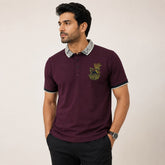 Men's Maroon Embroidered Polo T-Shirt