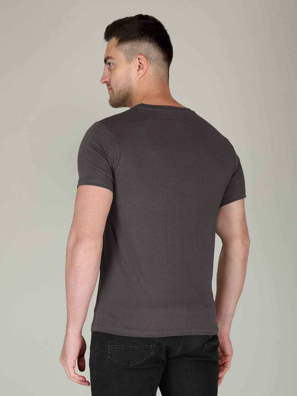 Dark Gray Half Sleeve Plain T-shirt