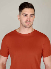 Orange Half Sleeve Plain T-shirt