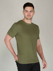 Olive Green Half Sleeve Plain T-shirt