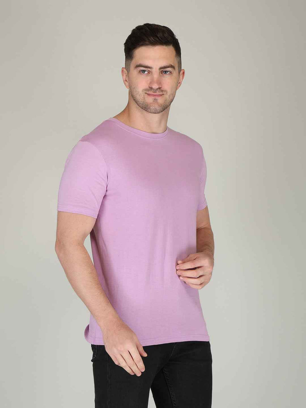Lavendar Half Sleeve Plain T-shirt