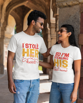 Stole Stealing Matching Couple T-shirt - White