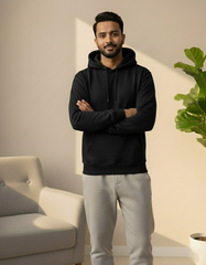 unisex solid hoodie in black