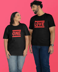 One Love Romantic Couple T-Shirts - Black