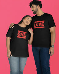 One Love Romantic Couple T-Shirts - Black