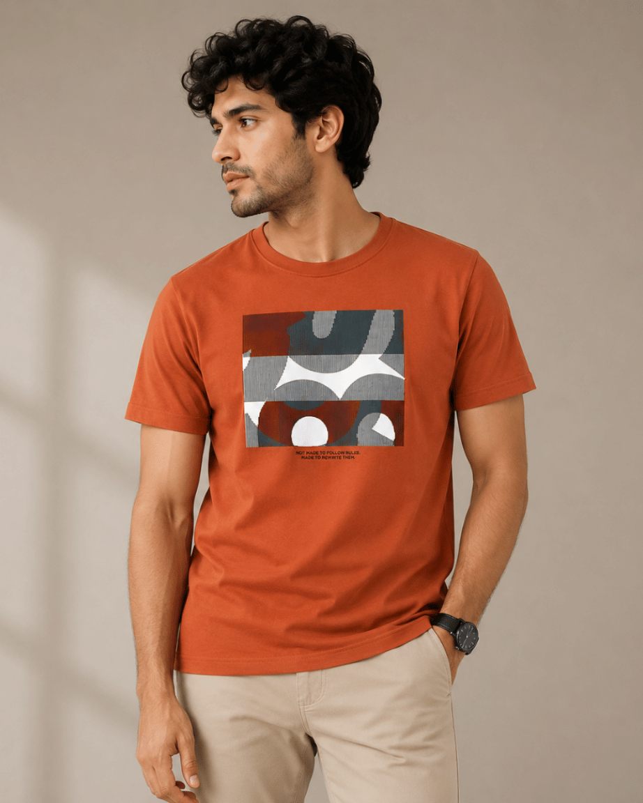 Burnt Orange Abstract Graphic T-Shirt