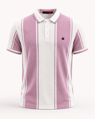 Blush Stripe Textured Polo T-Shirt