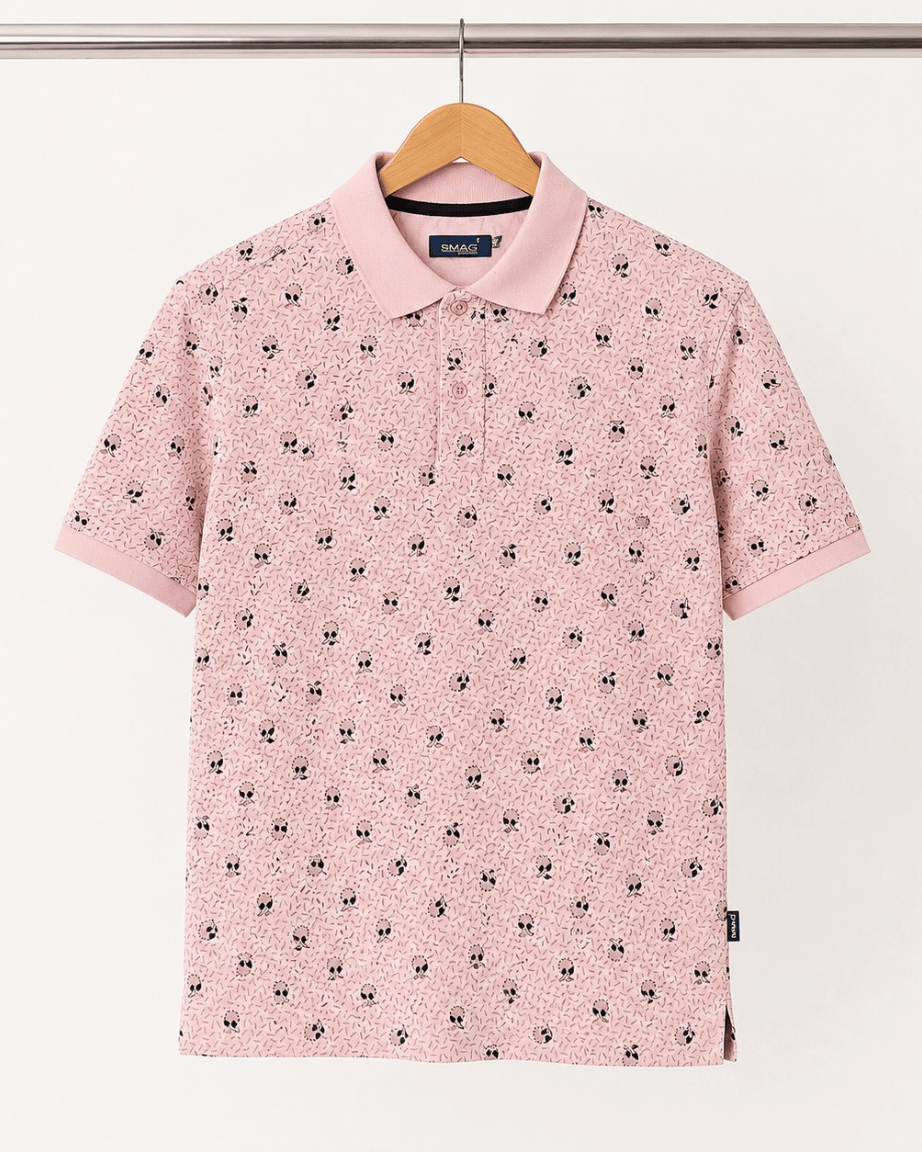 Blush Bloom Print Polo T-Shirt