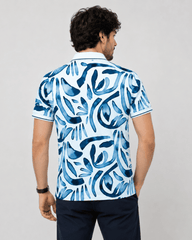 Shop Azure Abstract Print Polo T-Shirt