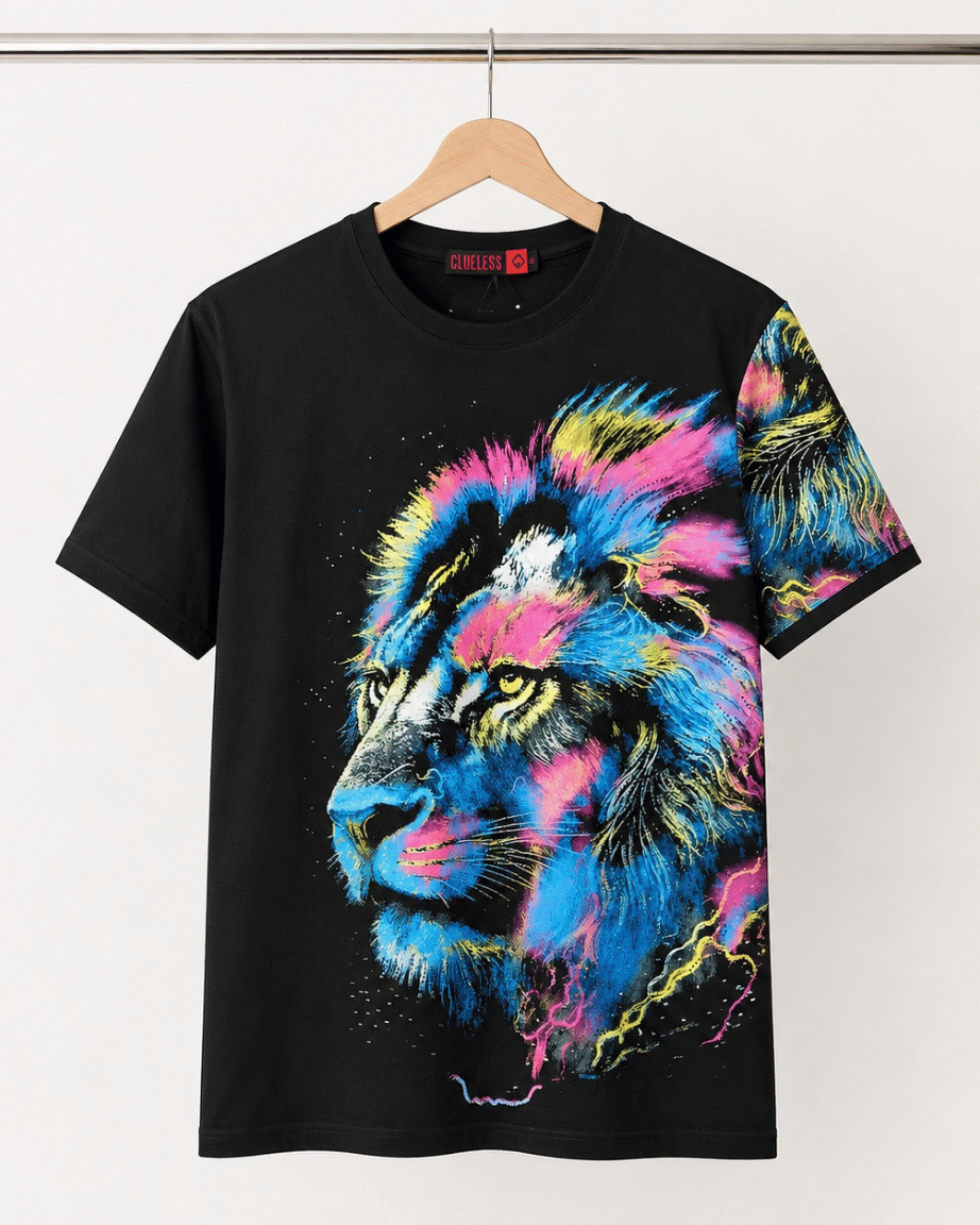 Neon Lion Graphic T-Shirt