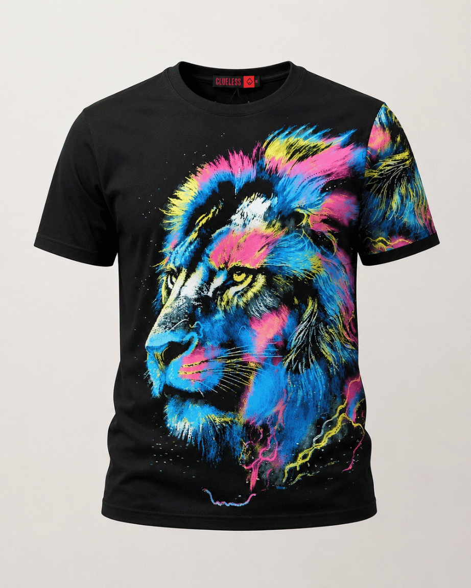 Neon Lion Graphic T-Shirt